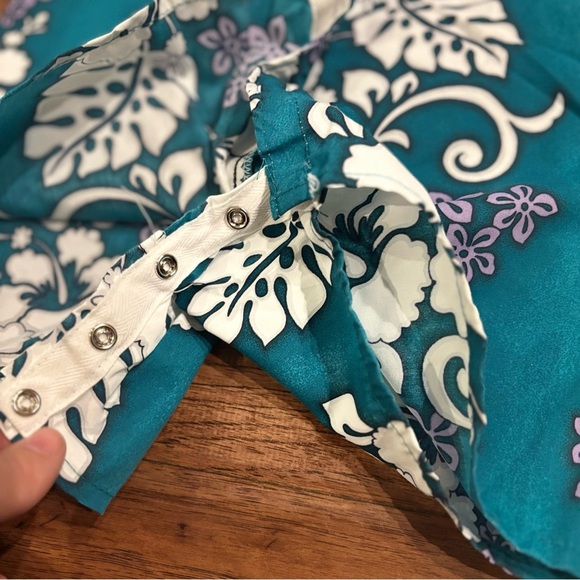 Baby overalls 18M Vintage made in Hawaii Tropical Floral Teal - Picture 4 of 6